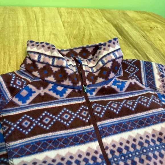 Eddie Bauer Purple Full Zip Fleece Aztec Southwest Western Womens Size XL - Picture 4 of 9